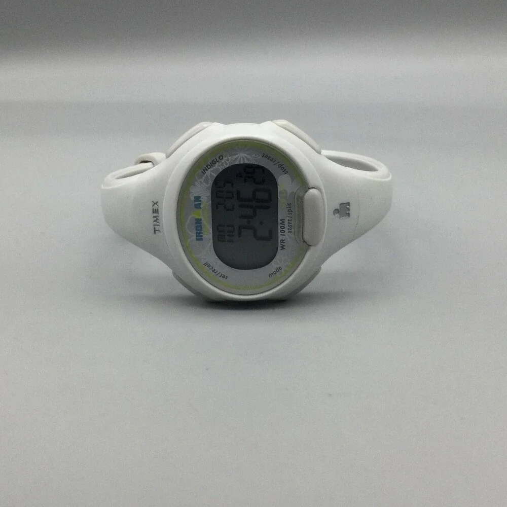 Timex Ironman Triathlon Indiglo Womens Watch 34mm Digital White New Battery